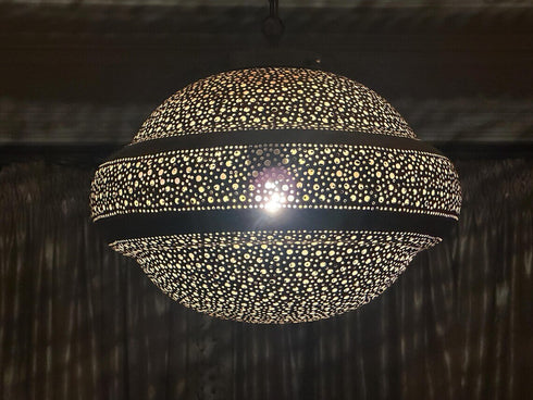 Handmade Moroccan Brass Pendant Light – Boho Ceiling Fixture (PL 1065)